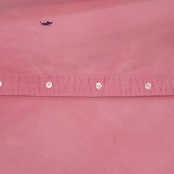 🌞VTG Ralph Lauren🌞 - Men's Coral/Salmon Distressed Blaire S/S Button Down - Picture 6 of 12